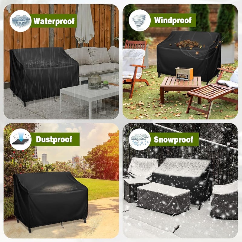 Kingling Outdoor Bench Covers, Patio Loveseats Cover Waterproof Bench Covers for Outdoor Furniture Glider Chair Sofa Cover, 42" W x 29" D x 37" H Black - Image 5
